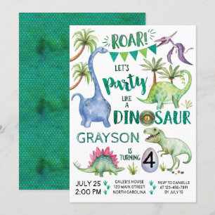 Invitation La partie d'invitation d'anniversaire de dinosaure