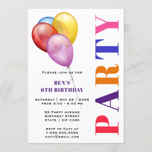 Invitation La partie monte en ballon l'anniversaire
