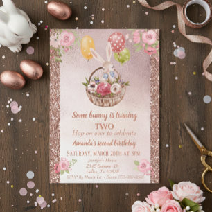Invitation La Parties scintillant Rose d'or de l'enfant Un an