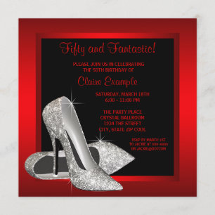 Invitation La Parties scintillant rouge noire talonne les fem