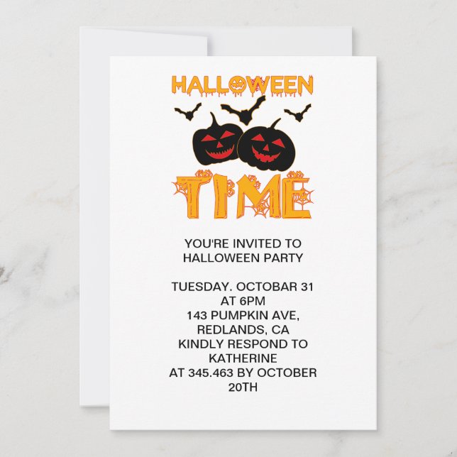 Invitation la période d'Halloween (Devant)