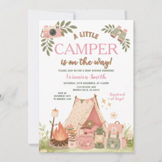 Invitation La Petite Caravane Rose est en route Fille Baby Sh