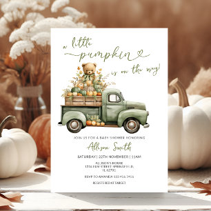 Invitation La Petite Citrouille Est En Route Fête Bébé Camion
