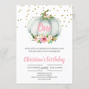 Invitation La petite fille Citrouille premier anniversaire Au