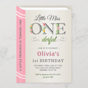 Invitation La Petite Mademoiselle Pink 1er Anniversaire