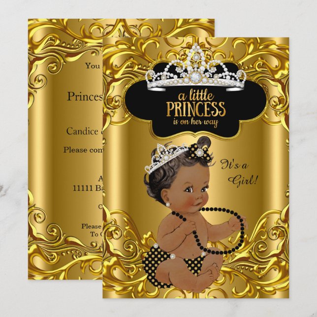 Invitation La petite princesse est en chemin Baby shower ethn (Devant / Derrière)