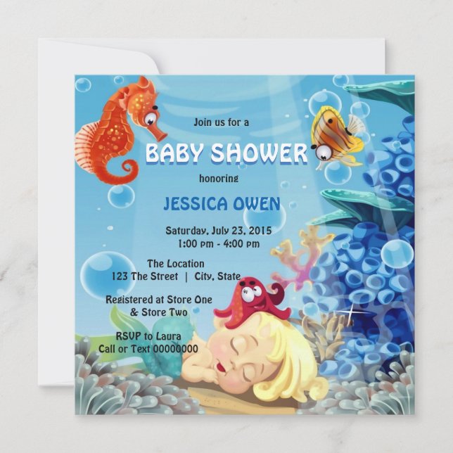 Invitation La petite sirène Merman sous le Baby shower de la  (Devant)