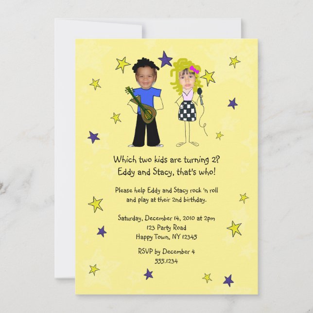 Invitation La photo de fête d'anniversaire de Rockstar (Devant)