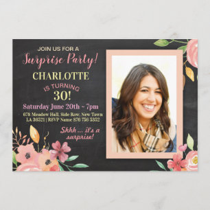 Invitation La photo de fête d'anniversaire des femmes fleurit
