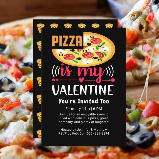 Invitation La Pizza Est Ma Saint Valentin Amusante (Pizza Is My Valentine Funny Party Invitation)