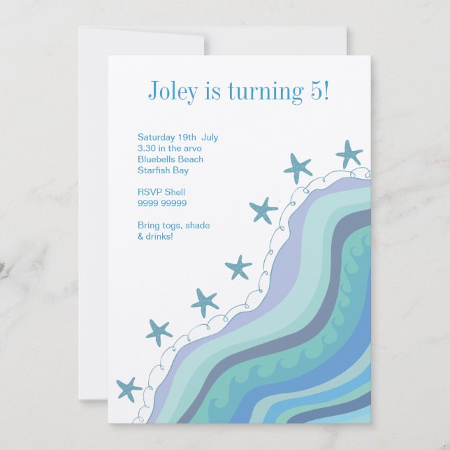 Invitation La plage ondule l'invitation de fête (Devant)