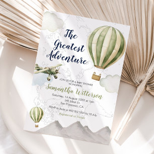 Invitation La plus grande aventure Hot Air Balloon Sage Green