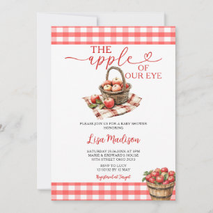 Invitation La pomme de l'oeil Baby shower rouge En vichy