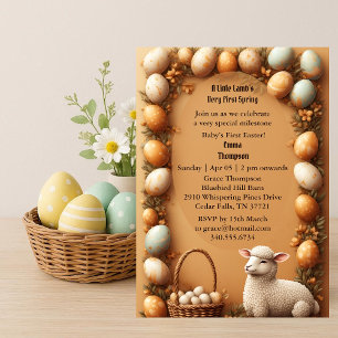 Invitation La première Pâques de bébé, agneau de printemps ve