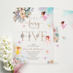 Invitation La princesse de la fée magique Florale tourne cinq