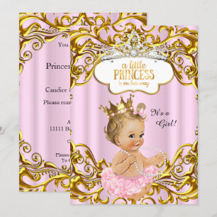 Invitation La princesse est en route Baby Shower Rose Blonde