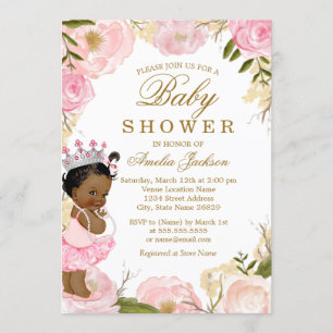 Invitation La princesse Floral Rose C'est un Baby shower fémi