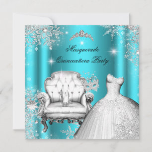 Invitation La princesse magique Quinceanera Masquerade Turquo