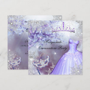 Invitation La princesse magique Quinceanera Masquerade violet