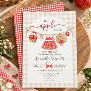 Invitation La Prune De Nos Yeux Fête de bébé à carreaux rouge