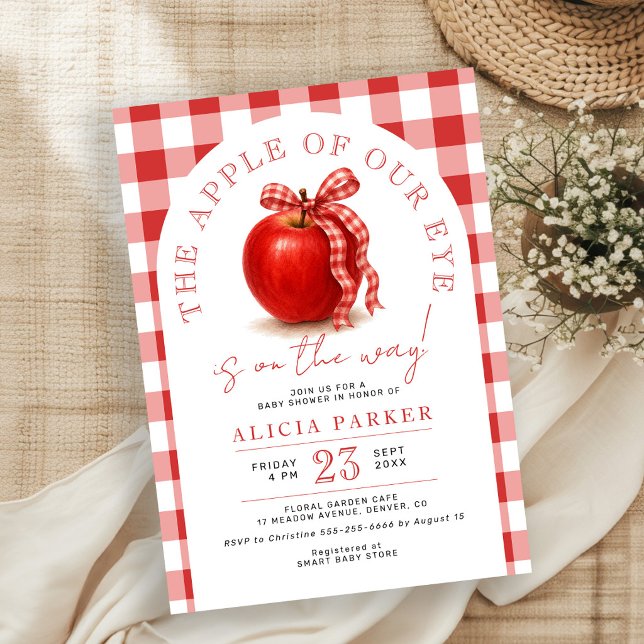 Invitation La prunelle de nos yeux shower bébé carreaux rouge (Créateur téléchargé)