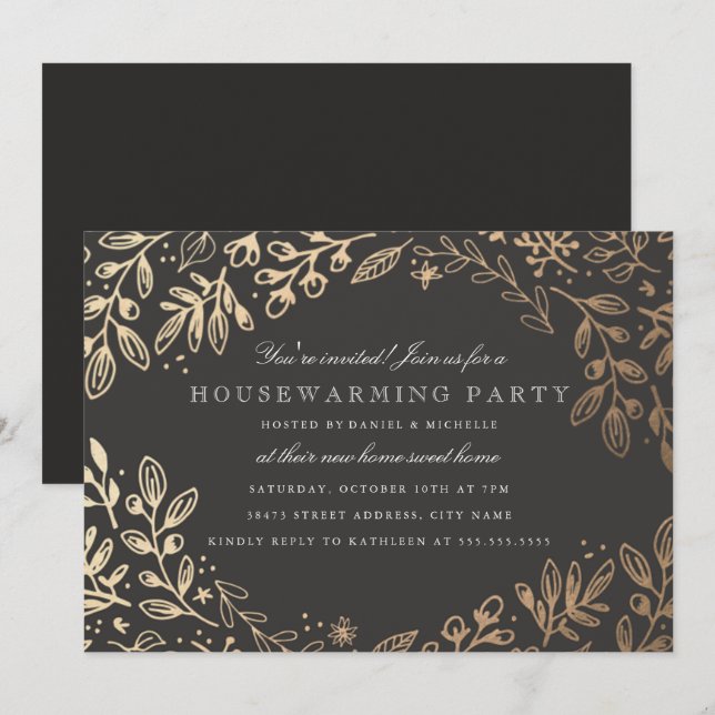 Invitation La récolte fleurit la pendaison de crémaillère (Devant / Derrière)