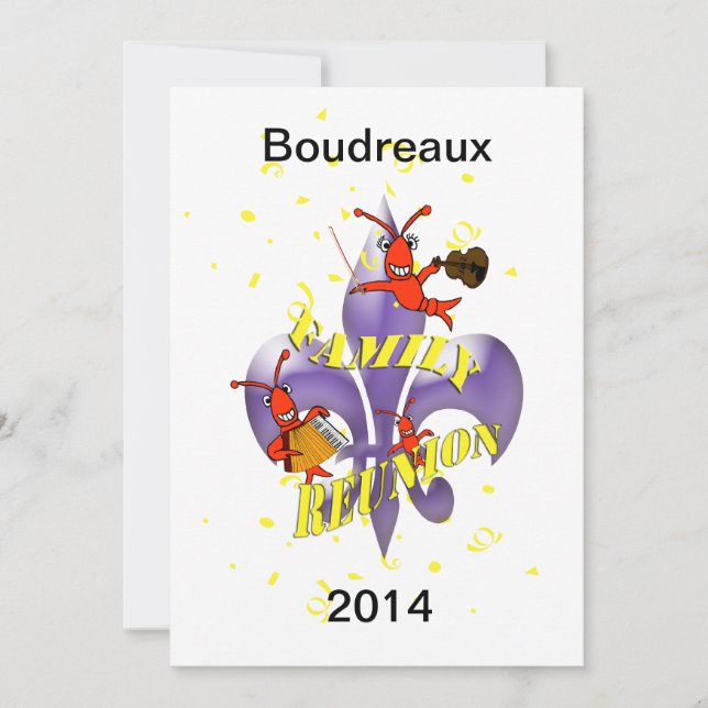 Invitation La Réunion de famille de Crawfish Fleur de Lis (Devant)