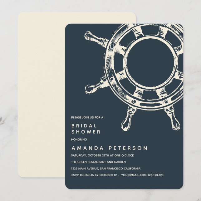 Invitation La roue du navire | FÊTE DES MARIÉES MARIAGE (Devant / Derrière)