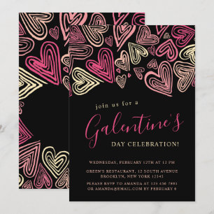 Invitation La Saint-Galentin moderne noir et rose