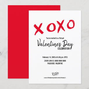 Invitation La Saint Valentin blanche rouge XOXO