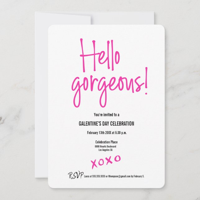Invitation La Saint Valentin de Galentine Bonjour magnifique  (Devant)