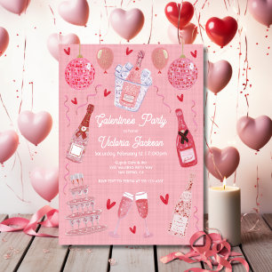 Invitation La Saint-Valentin Galentine's Day Champagne Party 