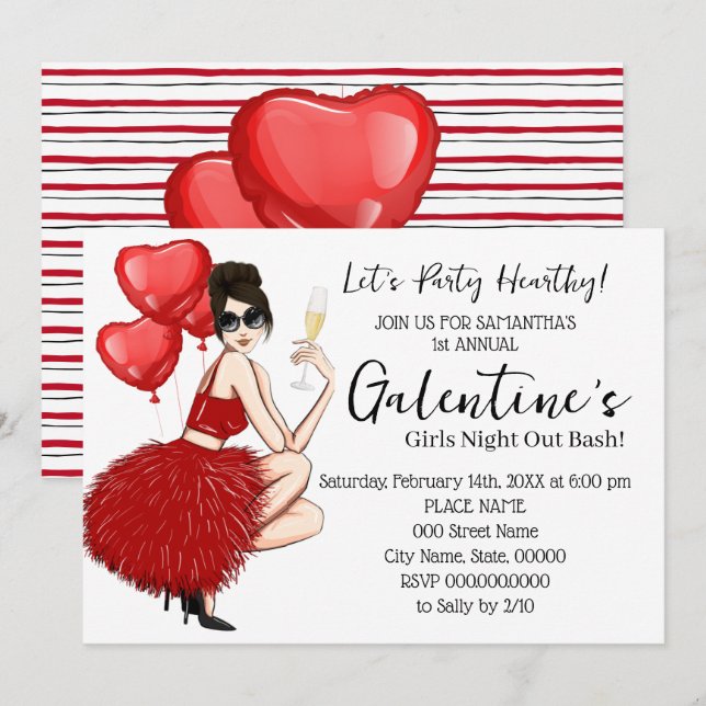 Invitation La Saint-Valentin, la Saint-Valentin, la nuit des  (Devant / Derrière)