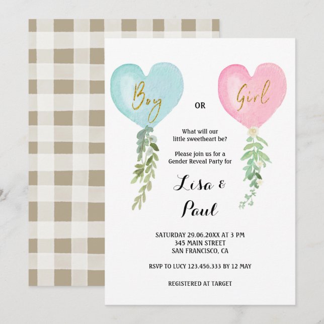 Invitation La Saint Valentin : une révélation sur le genre (Devant / Derrière)