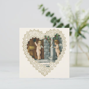 Invitation La Saint-Valentin victorienne, anges vintage avec 