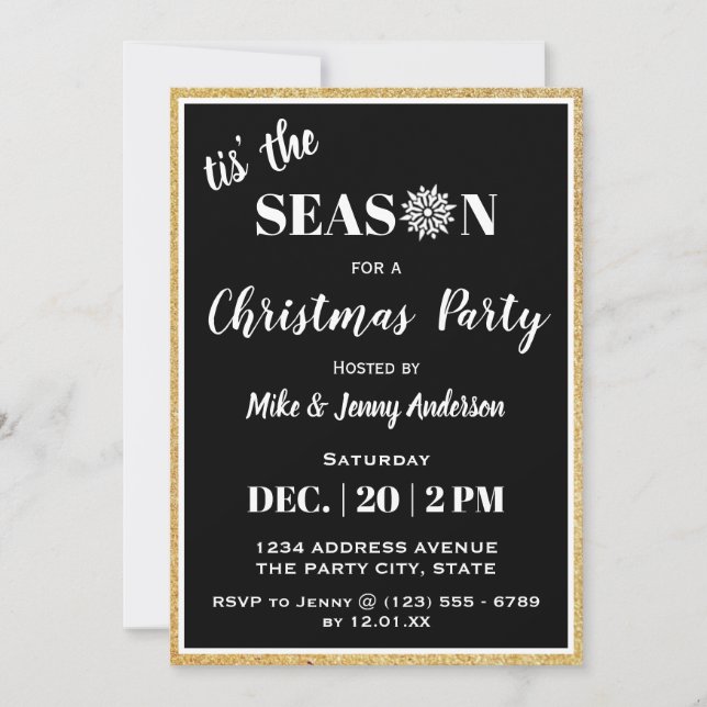 Invitation La Saison de Tis'| Fête de Noël noir et blanc (Devant)
