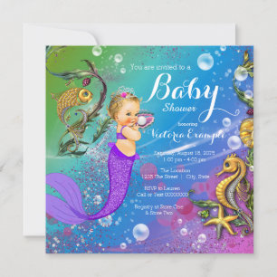 Invitation La sirène blonde sous le Baby shower de sirène de 