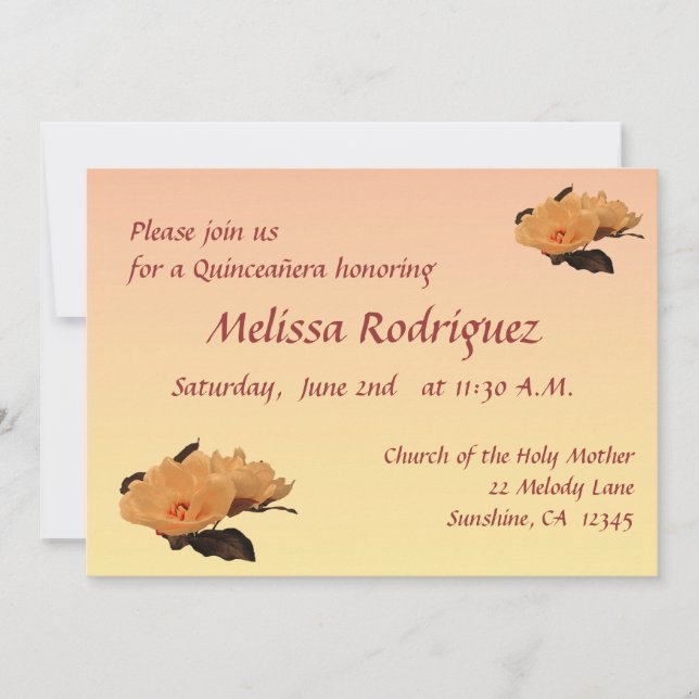 Invitation La soie fleurit l'invitation de Quinceanera (Devant)
