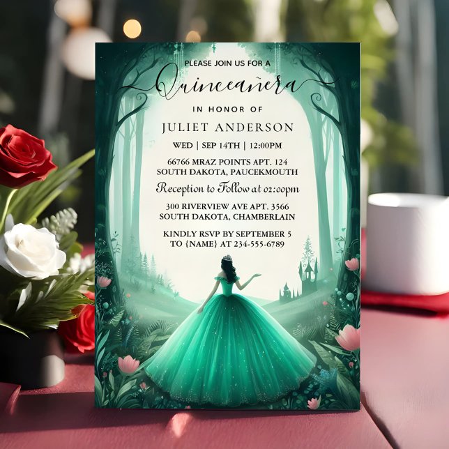 Invitation La Sorcière de l'arbre naturel Quinceanera de la f (Créateur téléchargé)