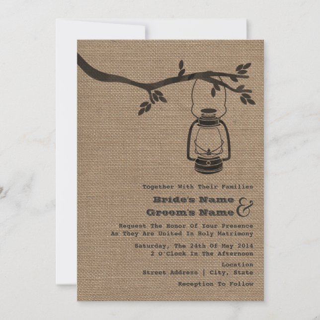 Invitation La toile de jute a inspiré le mariage (Devant)