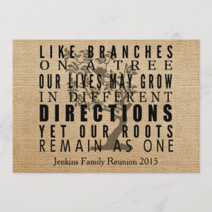 Invitation La toile de jute s'embranche la Réunion de famille