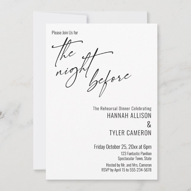 Invitation La Typographie Contemporaine La Nuit Dernière (Devant)