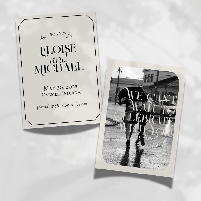 Invitation La typographie de l'ancienne monnaie moderne Maria (Announce your special day with this Modern Save the Date Card featuring bold arched typography and a)