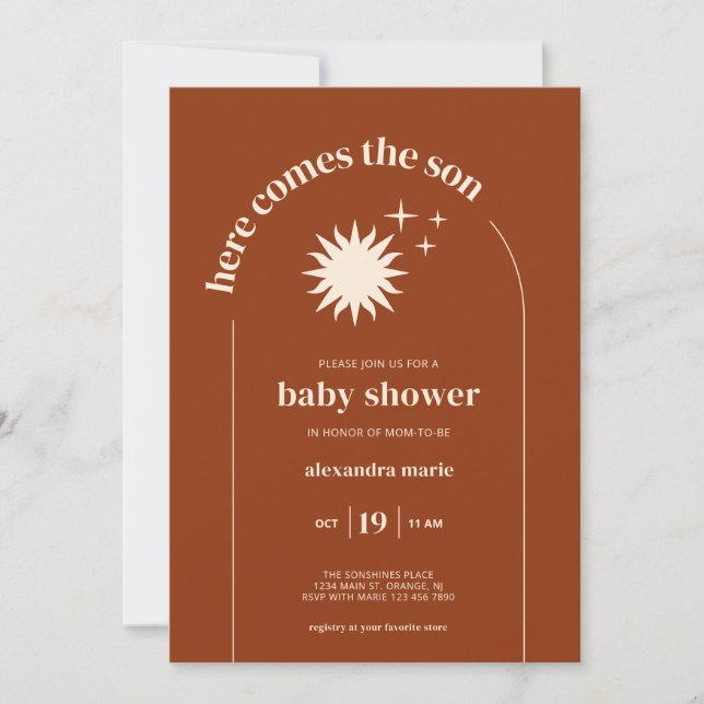 Invitation La Typographie Moderne, Voici Le Baby shower Fils (Devant)