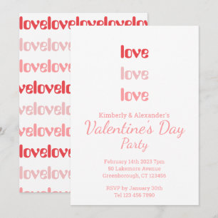 Invitation La typographie rose et rouge de la Saint Valentin