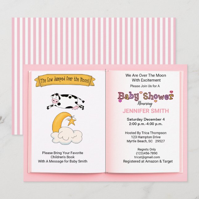 Invitation La vache s'est cognée au-dessus du Baby shower des (Devant / Derrière)