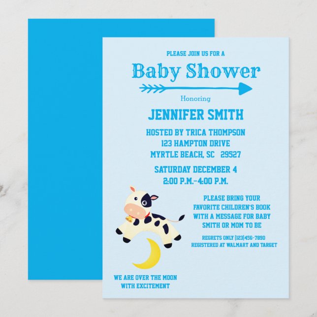 Invitation La Vache S'Est Jumelée Au-Dessus Du Baby shower De (Devant / Derrière)