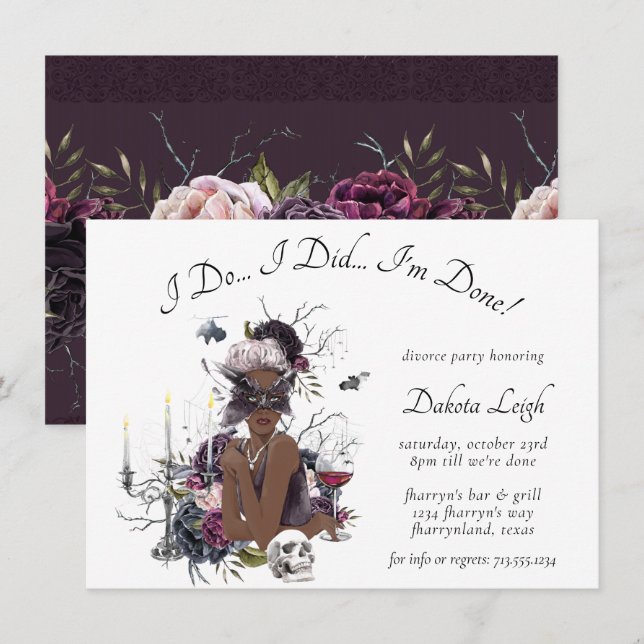 Invitation La Vampiresse | Fête de Divorce Glamour Gothique L (Devant / Derrière)