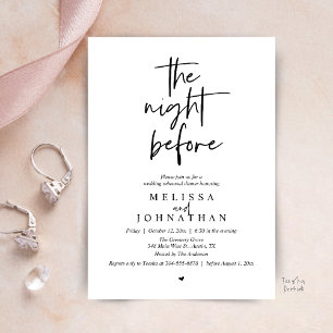 Invitation La veille, Dîner de répétition de mariage moderne