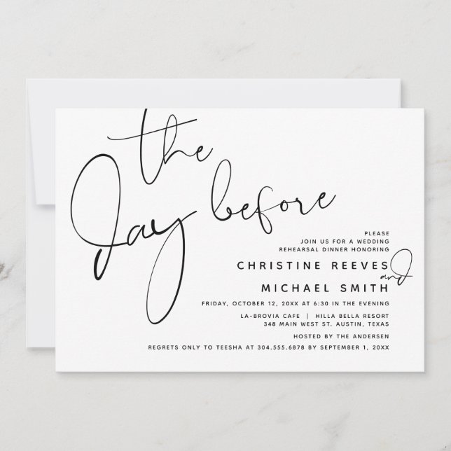 Invitation La veille, Dîner de répétition Mariage (Devant)